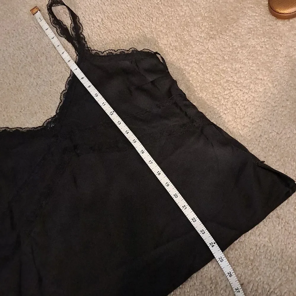 Aqua Women's Camisole Black Size XL Lace Trim Adjustable Straps Side Zipper NWOT